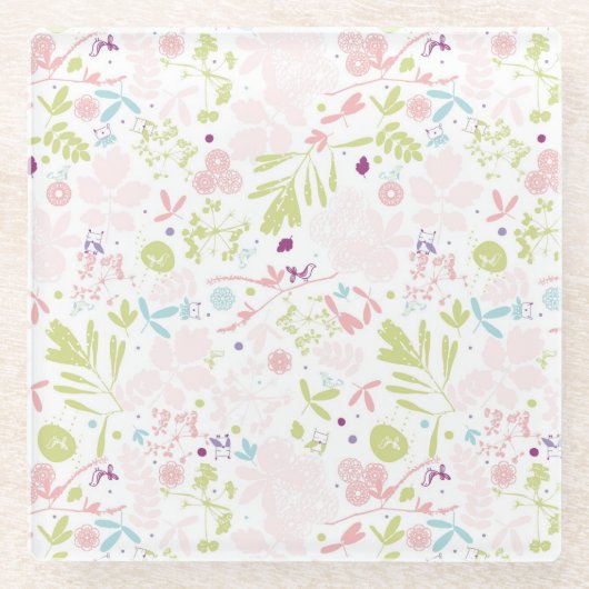 Muster mit Blumenmuster Glasuntersetzer (Vorderseite)
