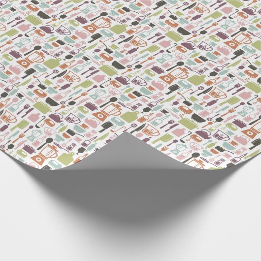 Muster mit bunten Kochsymbolen Geschenkpapier (Ecke)