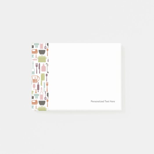 Muster mit bunten Kochsymbolen Post-it Klebezettel (Vorderseite)