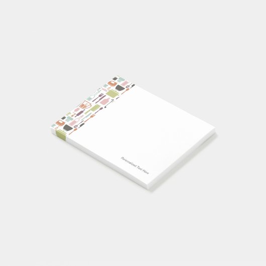 Muster mit bunten Kochsymbolen Post-it Klebezettel (angewinkelt)