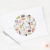 Muster mit bunten Kochsymbolen Runder Aufkleber (Umschlag)