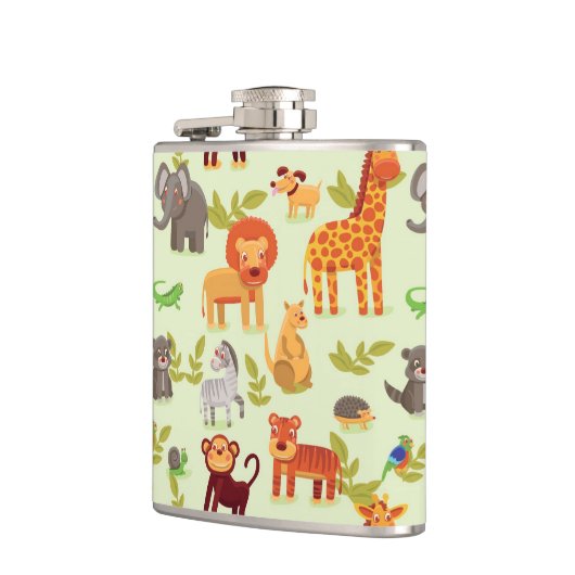 Muster mit Cartoon-Tieren Flachmann (Links)