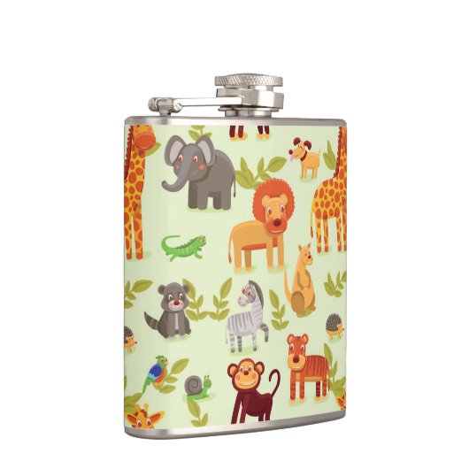 Muster mit Cartoon-Tieren Flachmann (Rechts)