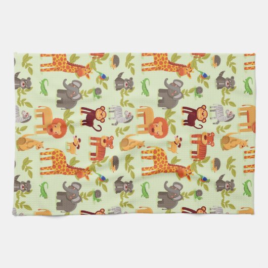 Muster mit Cartoon-Tieren Geschirrtuch (Horizontal)