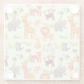 Muster mit Cartoon-Tieren Glasuntersetzer (Rückseite)