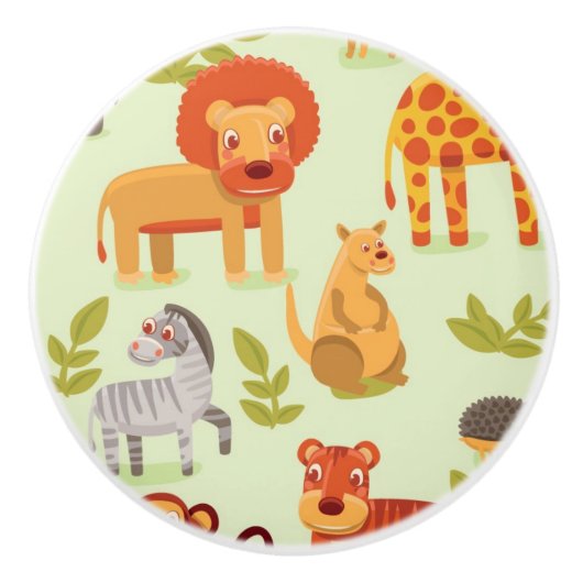 Muster mit Cartoon-Tieren Keramikknauf (Vorderseite)