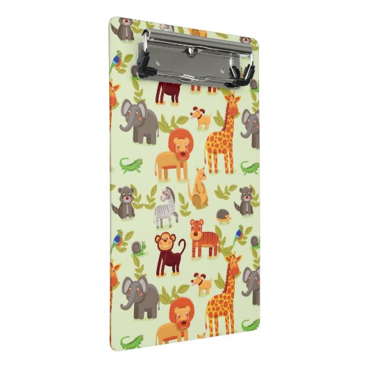 Muster mit Cartoon-Tieren Mini Klemmbrett (Schrägansicht)