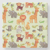 Muster mit Cartoon-Tieren Steinuntersetzer (Vorderseite)