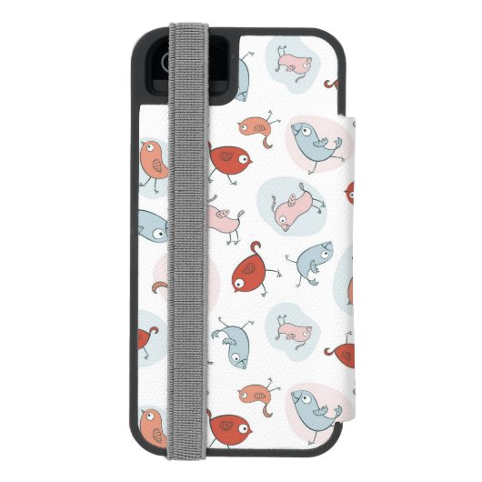 Muster mit Cartoonvögeln Incipio iPhone Geldbeutel-Hülle (Folio Rückseite)