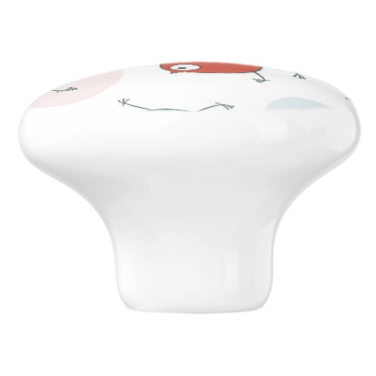 Muster mit Cartoonvögeln Keramikknauf (Seitenansicht)