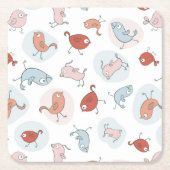 Muster mit Cartoonvögeln Rechteckiger Pappuntersetzer (Vorderseite)