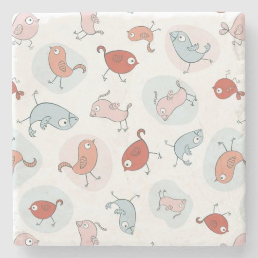 Muster mit Cartoonvögeln Steinuntersetzer (Vorderseite)