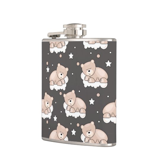 Muster mit dem kleinen Bärnschlafen Flachmann (Links)