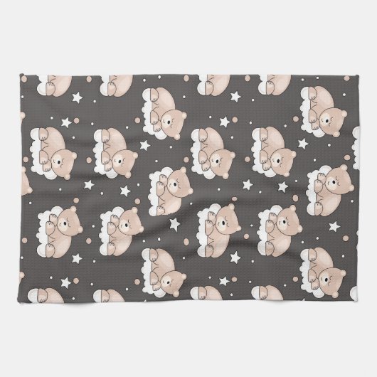 Muster mit dem kleinen Bärnschlafen Geschirrtuch (Horizontal)
