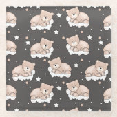 Muster mit dem kleinen Bärnschlafen Glasuntersetzer (Vorderseite)