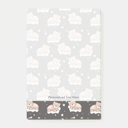 Muster mit dem kleinen Bärnschlafen Post-it Klebezettel (Vorderseite)