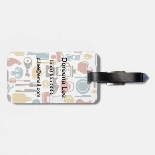 Muster mit dem Kochen der Ikonen Gepäckanhänger (Rückseite horizontal)