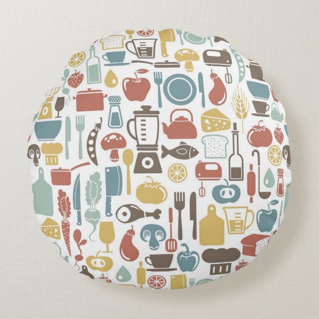 Muster mit dem Kochen der Ikonen Rundes Kissen (Vorderseite)