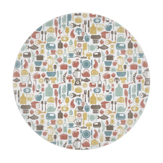 Muster mit dem Kochen der Ikonen Schneidebrett (Vorderseite)