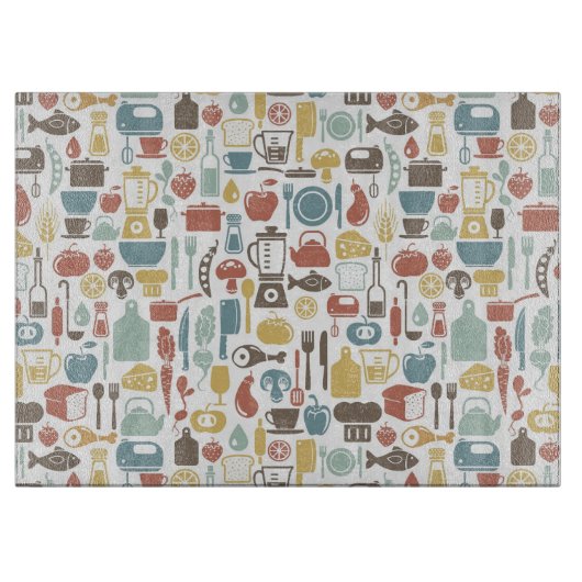 Muster mit dem Kochen der Ikonen Schneidebrett (Vorderseite)