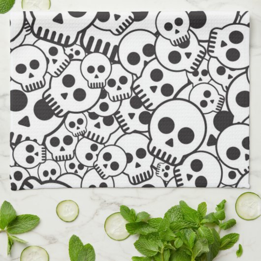 Muster mit den Schädeln Geschirrtuch (Gefaltet)