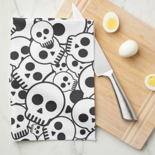 Muster mit den Schädeln Geschirrtuch (Viertel Falte)