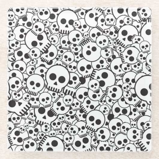 Muster mit den Schädeln Glasuntersetzer (Vorderseite)