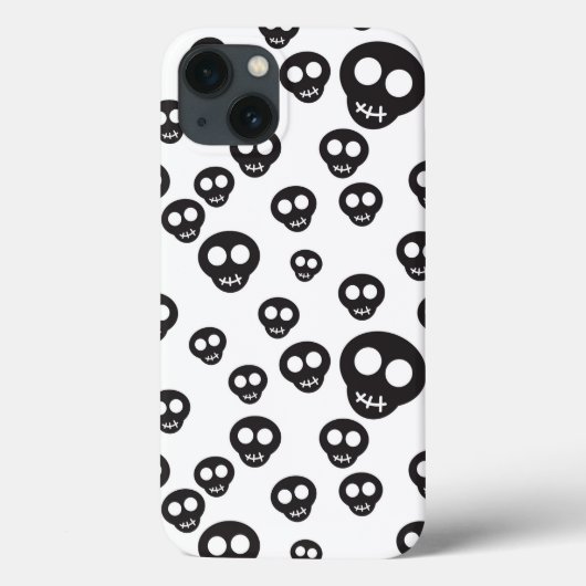 Muster mit den schwarzen Schädeln auf Weiß Case-Mate iPhone Hülle (Rückseite)