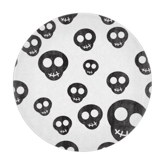 Muster mit den schwarzen Schädeln auf Weiß Schneidebrett (Vorderseite)