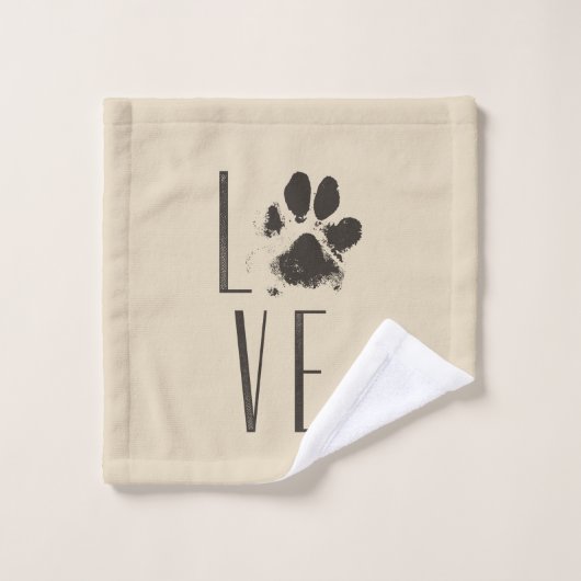 Muster mit einem Paw-Druck, der Liebe Zauber Badhandtuch Set (Waschlappen)