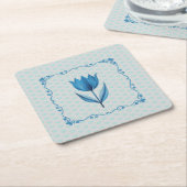 Muster mit einer blauen Tulpe Rechteckiger Pappuntersetzer (angewinkelt)