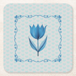 Muster mit einer blauen Tulpe Rechteckiger Pappuntersetzer