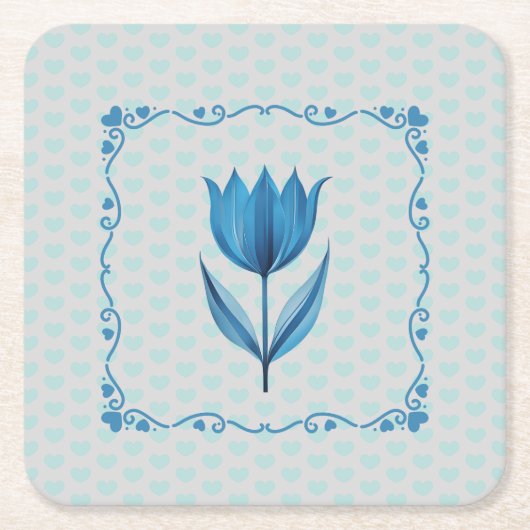 Muster mit einer blauen Tulpe Rechteckiger Pappuntersetzer (Vorderseite)