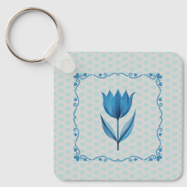 Muster mit einer blauen Tulpe Schlüsselanhänger