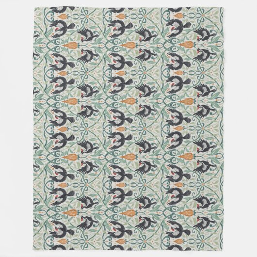 Muster mit Elfenbeinspecht Fleecedecke (Vorderseite)