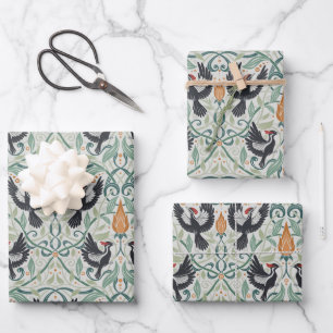 Muster mit Elfenbeinspecht Geschenkpapier Set