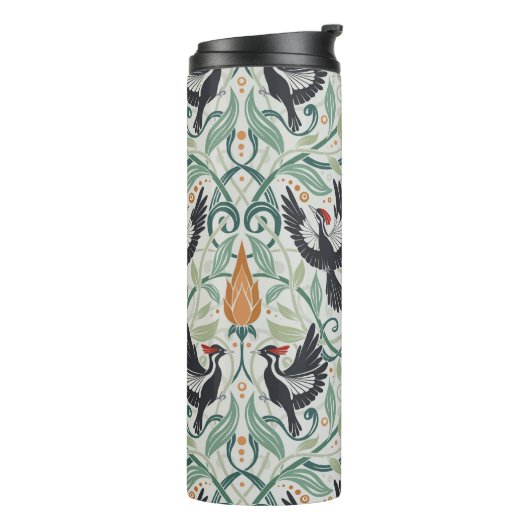 Muster mit Elfenbeinspecht Thermosbecher (Nach links gedreht)