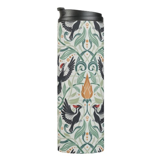 Muster mit Elfenbeinspecht Thermosbecher (Nach rechts gedreht)