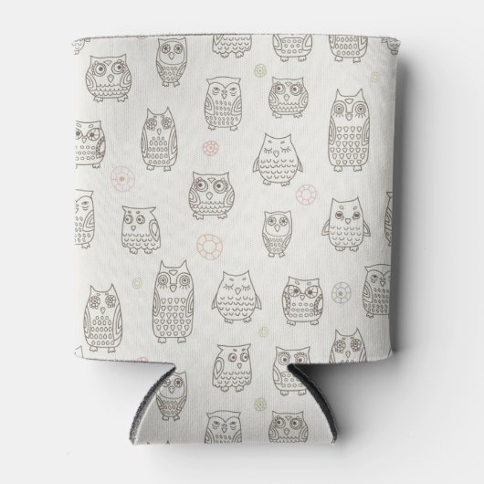 Muster mit Eulen Dosenkühler (Vorderseite)