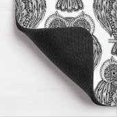 Muster mit Eulen-Gekritzel Mousepad (Ecke)