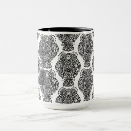 Muster mit Eulen-Gekritzel Tasse (Zentrum)