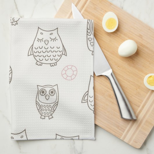 Muster mit Eulen Handtuch (Viertel Falte)