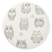 Muster mit Eulen Keramikknauf (Vorderseite)