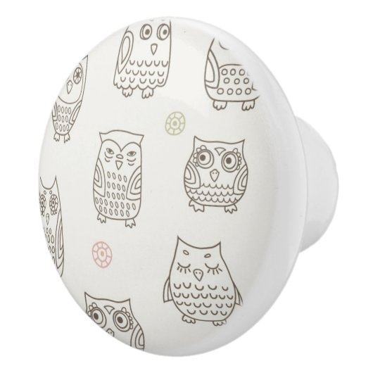 Muster mit Eulen Keramikknauf (Rechts)