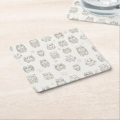 Muster mit Eulen Rechteckiger Pappuntersetzer (angewinkelt)