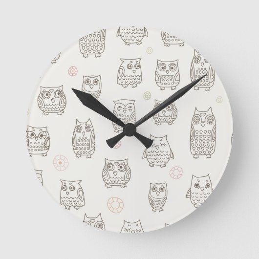 Muster mit Eulen Runde Wanduhr (Vorderseite)