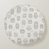 Muster mit Eulen Rundes Kissen (Rückseite)