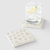 Muster mit Eulen Steinuntersetzer (Seitenansicht)