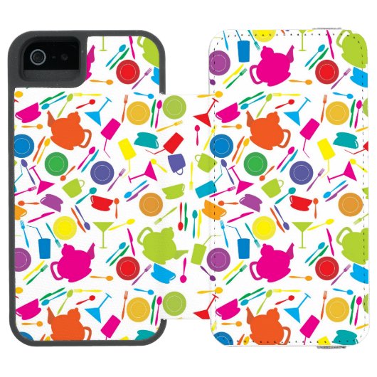 Muster mit farbigem Küchen-Material Incipio iPhone Geldbeutel-Hülle (Folio Geöffnet)