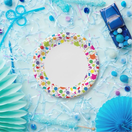 Muster mit farbigem Küchentuch Pappteller (Party)
